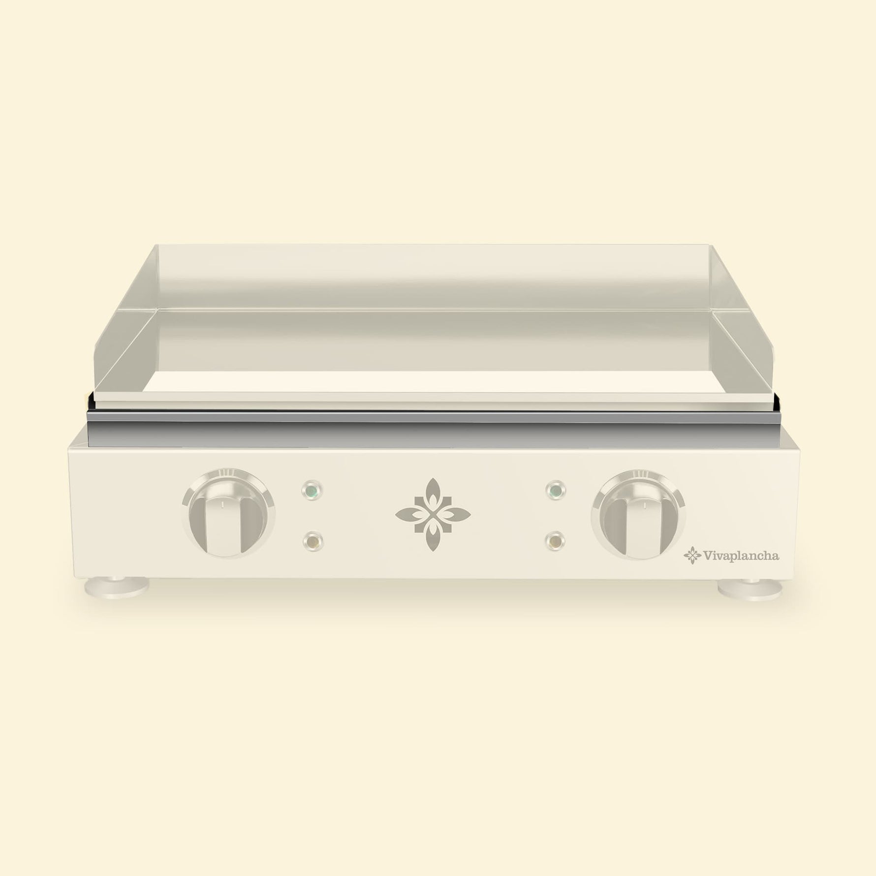 Messa in risalto del vassoio raccogligrassi della plancha Vivaplancha, mentre il resto dell’apparecchio è volutamente sfocato.